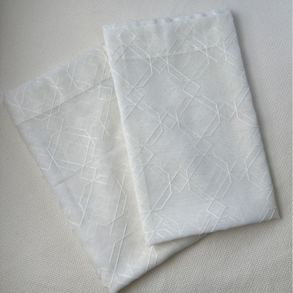 Pair Panels Sheer Ivory Panels Curtains Crewel Embroidery 84” L Sonoma Kohl’s - Picture 3 of 11